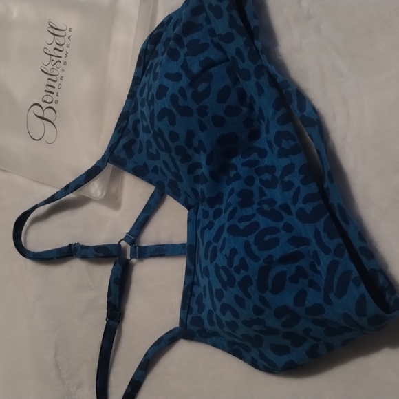 Bombshell Pumped Animal Cheetah Leopard Print Vibrant Blue Bra Large - Picture 7 of 14